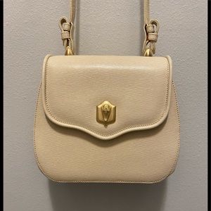 Barry Kieselstein-Cord  cream colored leather shoulder bag signature Alligator